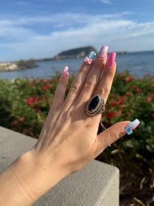 Anello In Argento 925 Zaffiro Blu  - Picture 1 of 3