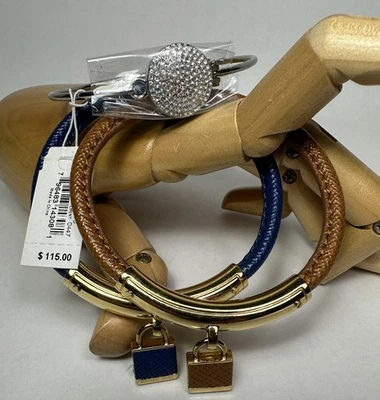 Michael Kors браслет лот из 3 коричневый синий кожаный со стразами - Изображение 1 из 4