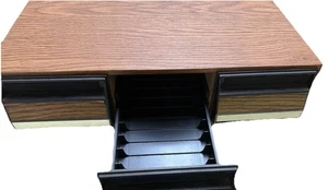 Vintage Woodgrain Audio Cassette Cabinet Holds 42 Tapes - Picture 1 of 3