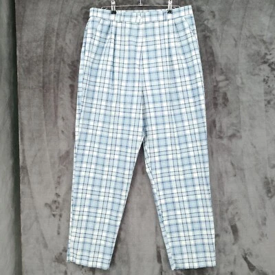 Jantzen Classics Pants Womens Size 18 Blue Plaid Pleated Cotton Casual Vtg NOS - Image 1 of 4