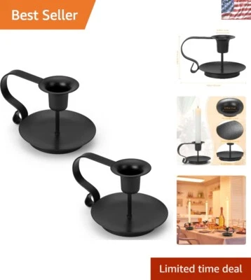 Versátiles candelabros de hierro forjado con mango de arco - Paquete de 2 para todas las ocasiones Foto 1 de 4