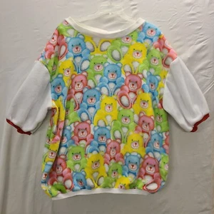 Colorful Teddy Bear All Over graphics short Sleeve Fleece Shirt Sz Large 50-52" - Picture 1 of 7