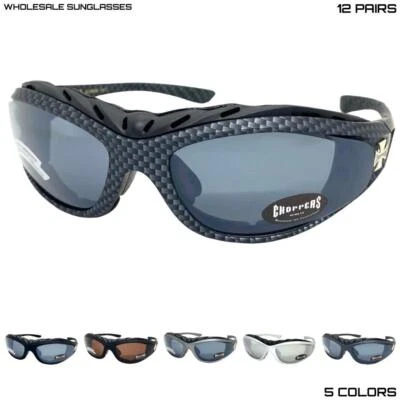 LOTE AL POR MAYOR GAFAS DE SOL PROTECTORAS ACOLCHADAS PARA MONTAR MOTO 12 pares Foto 1 de 4