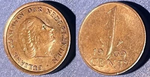 Netherlands 1966 1 Cent - Juliana Long 6 KM-180 Bronze XF #6 - US Seller - Picture 1 of 2
