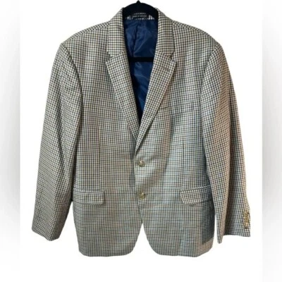 Tommy Hilfiger Hombre Blazer 42S Marrón/Azul Cuadros Abrigo Deportivo Mezcla de Lino 2 Botones Foto 1 de 4