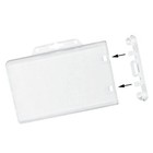 Clear Horizontal Permanent Locking ID Card Badge Holder - HD Hard Rigid Plastic