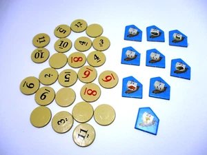 CATAN Board Game Replacement Parts 18 Round Number Tokens 9 Harbor 6 Blank - Picture 1 of 3