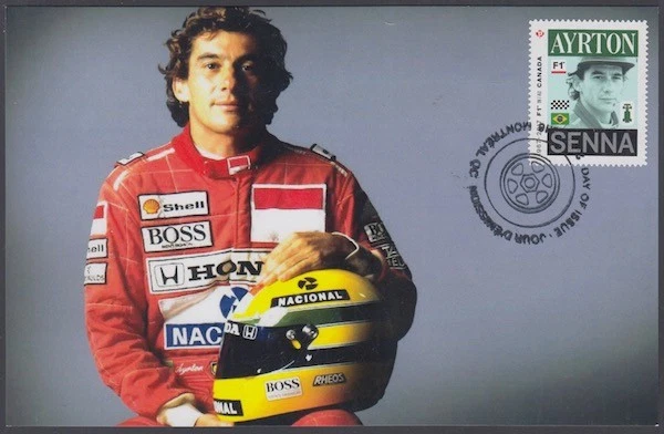 CANADA # 2995.3 - FORMULA 1 AYRTON SENNA POSTAGE STAMP on SUPERB POSTCARD #3 - Image 1 of 1