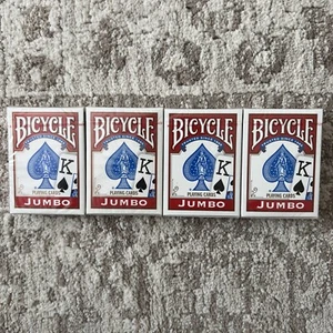 Lot of 4 Decks Of Bicycle Standard Size Jumbo Face Playing Cards SEALED RED - Picture 1 of 5