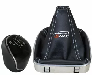 FORD S-Max 2006-2008 Pomo + Funda Para Palanca De Cambio Bordado CUERO - Imagen 1 de 3