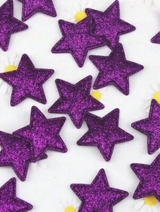20 X Purple Star Padded Appliqués For All Crafts 33x33mm - Picture 1 of 2