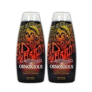 Lot 2 Ed Hardy Obnoxious Indoor Tanning Lotion Accelerator Bronzer Dark Tan Bed - Picture 1 of 2