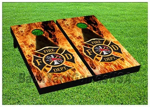 VINYL WRAPS Cornhole Boards DECALS Fire Dept BagToss Game Stickers 559 - Bild 1 von 1