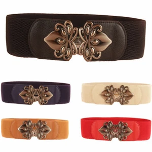 Klassischer Stretch-Korsettgürtel Damen Frauen Metall Blume Schnalle breit elastisch LL120 - Bild 1 von 6