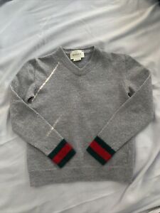 Gucci Kids V neck wool jumper grey sweater smart age 5 £155