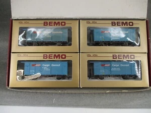 Bemo H0m 7455 100 Güterwagen-Set 4-teilig gedeckte Wagen RhB Cargo Domozil OVP - Bild 1 von 11