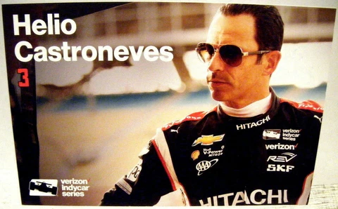 2017 INDY CAR SERIES #3 HELIO CASTRONEVES TEAM PENSKE CHEVY HITACHI POSTCARD Cover