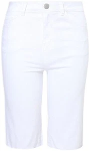 Cotton Knee Length White Stretch Thin Denim Shorts Chino Casual Pant Ladies - Picture 1 of 3