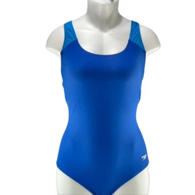 SPEEDO Swimsuit Multi Blue Racer Back Bathing Suit Womens Size 8 - Image 1 of 4