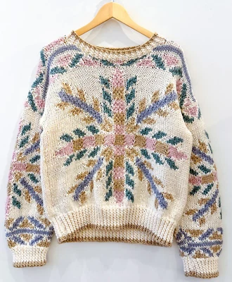 Vintage Jaeger Design Pastel Union Jack Knit Wool Hand Knitted Jumper Sweater M - Image 1 of 4
