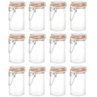 CHEF-HUB 12 CLIP TOP TERRINE STORAGE GLASS JARS - AIRTIGHT SEAL 70ML - FOR HERBS & SPICES
