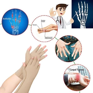 Compression Gloves For Women Men, Fingerless Hand Thumb Therapy Gloves - Picture 1 of 18
