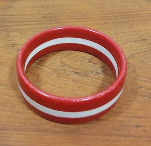 ROT WEISS ARMREIF ARMBAND ARMMANSCHETTE KUNSTSTOFF INNENDURCHMESSER 7 CM VINTAGE - Bild 1 von 4
