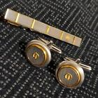 Dunhill Authentic Tie Pin Round Cufflinks Gold Silver Color Men Accessory No Box