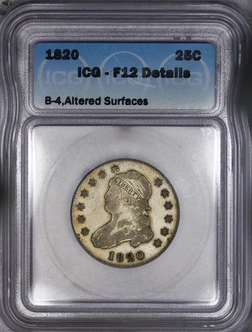1820 Capped Bust Quarter B-4 ICG F12 Details Cover