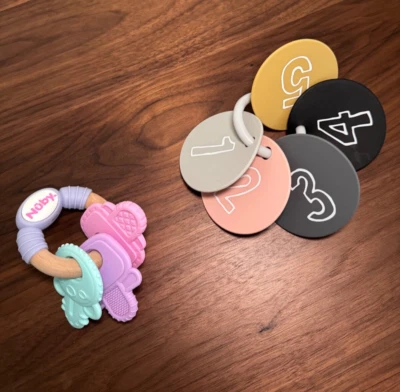 Two Nuby Silicone & Natural Wood Teethers and Number ring teether - Hardly used  - Image 1 of 4