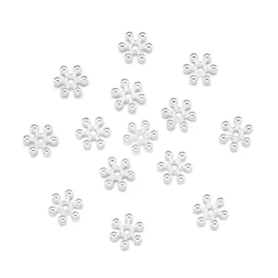 Silver Tone Snowflake Zinc Alloy Beads Spacers with One Hole 8x2.5mm Hole 1.5mm - Image 1 of 4