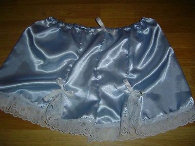 KIMBERLYSECRET BABY BLUE SATIN WHITE LACE FRENCH CAMI STYLE KNICKERS 30-46 WAIST