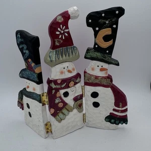 Sears Roebuck Navidad 3 Paneles Muñecos de Nieve Madera Artesanía Decoraciones De Colección - Imagen 1 de 9