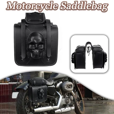 Motorcycle Saddle Bag Tool Side Bag Fit For Kawasaki VULCAN VN400 VN800 Skull - Image 1 of 4
