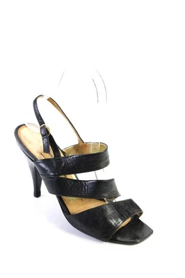 Andrea Carrano Womens Leather Open Toe Strappy Sandals Black Size 6.5US 36.5EU - Image 1 of 4