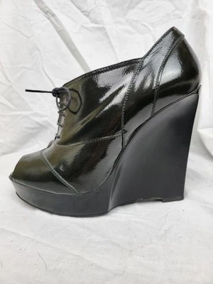 MARNI ITALY peep-toe cordones charol brogue cuña plataforma botines 39 Foto 1 de 4