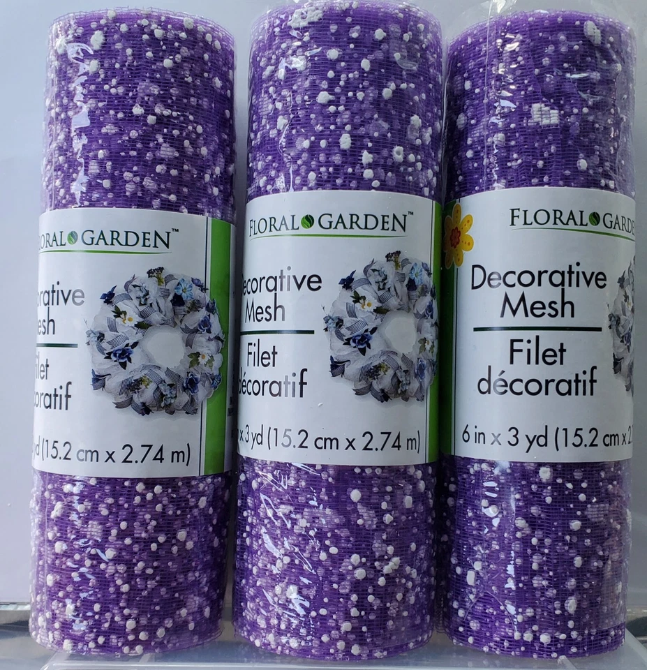 5 rolls drk purple mesh ribbon snowball Halloween wreath total 6"x 15 yrds - Image 1 of 1