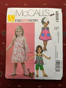 McCalls 6061 Sewing Pattern Girls Top Dresses Pants Size 2 3 4 5 - Picture 1 of 3