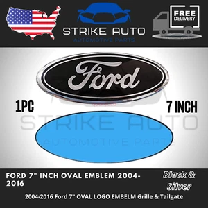 Ford 7 pulgadas emblema negro y plateado insignia ovalada parrilla delantera/puerta trasera logotipo 1999-16 - Imagen 1 de 3