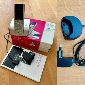 Telefon Telekom T-Com Sinus 301 DECT kolorowy wyświetlacz z podstawą + ładowarka w oryginalnym opakowaniu - Zdjęcie 1 z 8