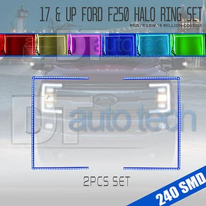 F-250 2017 Bluetooth multicolor ojos de ángel LED RGB juego de faros halo anillo - Imagen 1 de 9