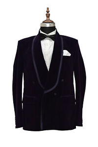 Men Purple Smoking Jackets Piping Shawl Lapel Wedding Dinner Party Wear Coats