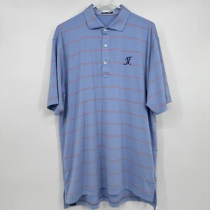 Turtleson Polo Shirt Men Large Blue Golf Pink Striped Short Sleeve Performance - Picture 1 of 10