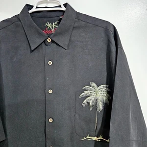 Bamboo Cay Shirt - Men's XL - Black Embroidered Palm Tree Camp Hawaiian - Picture 1 of 6