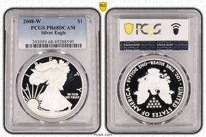 1 Dollar USA 2008 W Liberty Silver Eagle PCGS PR68DCAM - Picture 1 of 3
