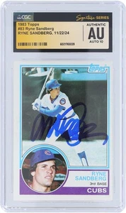 Ryne Sandberg Chicago Cubs Signed 1983 Topps #83 CGC Auto 10 Rookie Card - Picture 1 of 3