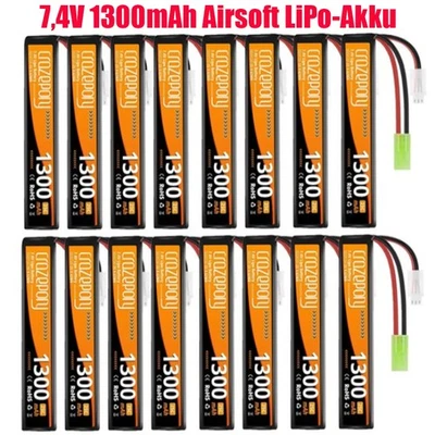 7,4V 1300mAh LiPo Batterie 25C mit Mini-Tamiya-Stecker für Airsoft Guns Gewehr - Bild 1 von 4