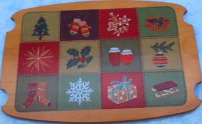 Tapa Longaberger Holiday WoodCrafts 9,75x6,5 inserto de retazos de Navidad Foto 1 de 2