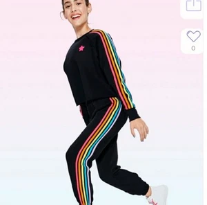 Sugar & Jade 3 pc Cute Rainbow🌈Cropped Sweatshirt+Sweatpants+shorts Outfit Set - Picture 1 of 12