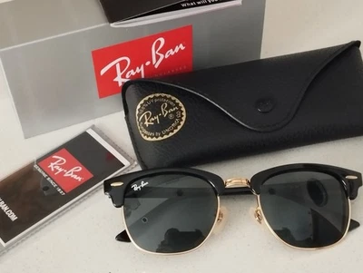 Gafas de sol RayBan Clubmaster. OR3016. T estándar 51-21. Negro Oro/Lente Verde - Imagen 1 de 4